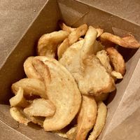 Sidewinder Fries to-go (yes they are vegan, even though they aren’t marked on their menu as vegan)  at Wild Fields Brewhouse in Atascadero