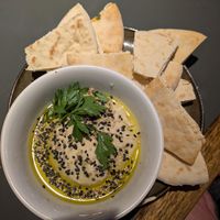 Hummus and "focaccia" at Sesame in Chamonix-mont-blanc