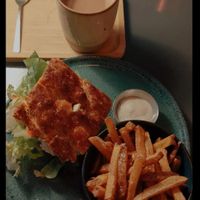 Vegan burger with focaccia bread at Sesame in Chamonix-mont-blanc