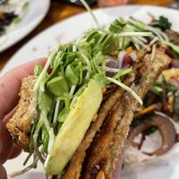 Sandwich with tempeh came with a salad  at The Beet Box Cafe in Haleiwa