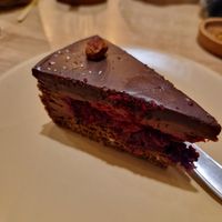 Chocolate and cherry cake at Pilligreen in Minsk