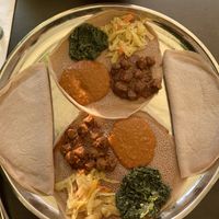 Injera with vegan mix at Messob in Uppsala