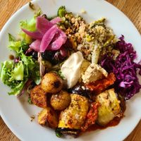 Aubergine involtini and salad, so tasty! at The Veg Box Cafe - Canterbury in Canterbury