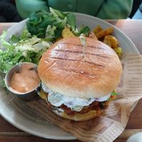 My friend had the royale burger at The Veg Box Cafe - Canterbury in Canterbury