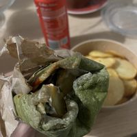 Vegan doner and chips   at Efendi Doner in Bucharest