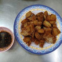 Fried pork at Jay Oh Vegetarian in Bangkok
