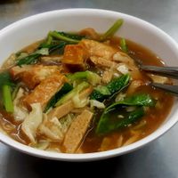 Vegetarian flat rice noodle in savory - 50THB at Jay Oh Vegetarian in Bangkok