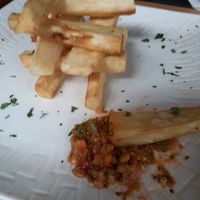 Fried Yams Pepper Sauce at Tatale Vegan Restaurant in Accra