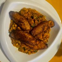 Red red with plantain at Tatale Vegan Restaurant in Accra