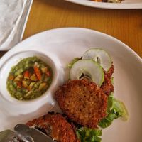 Bean fritters at Tatale Vegan Restaurant in Accra