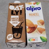 Two of their many, many vegan milks at Baronesha in Tirana