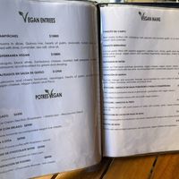 Vegan menu  at Il Paparazzo in Valparaiso