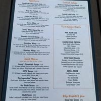 The menu at Caddy's On Central in St Petersburg