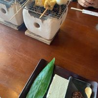 Tofu bbq included in set at Sakuraso in Oita