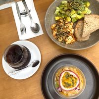 Chiapudding~scrambled tofu~cold brew coffee  at Bubba's - Had Yao in Koh Phangan