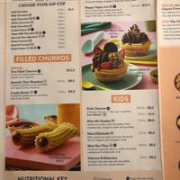 Menu at San Churro in Docklands