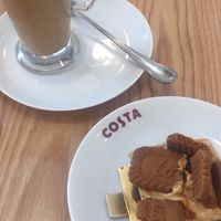 coconut milk latte and vegan lotus brownie at Costa Coffee - Saint Vincent in Glasgow