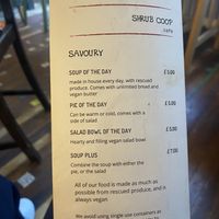 Savory menu  at Zero Waste Hub in Edinburgh