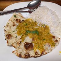 Vegan tadka dal ($15.90), vegan garlic naan ($5.0), and steam rice ($4.5) at Simply Vegan 'n' Veg in Pooraka