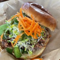 Delicious taro burger!  at The Cabana Bar & Grill in Koloa