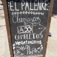 Cartel en las afueras del local. at El Palenke Sandwicheria in Santiago
