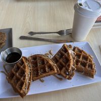 waffles and side sausage  at Lifestyle Cafe in Columbus