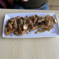 chicken and waffles (with extra chicken)  at Lifestyle Cafe in Columbus