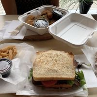 BLT , Chicken and waffles, cinnamon twist, and a chocolate chip oatmeal cookie!  at Lifestyle Cafe in Columbus