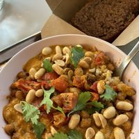 Chickpea curry and chocolate banana bread  at Green Deli in Paris