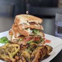 Tofurkey club with roasted brussel sprouts at 4th & State in Columbus