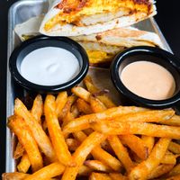 Vrunchwrap and fries  at 4th & State in Columbus