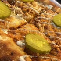 Nashville hot chicken stuffed crust pizza  at 4th & State in Columbus