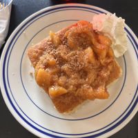 Seasonal peach cobbler pancakes   at 4th & State in Columbus