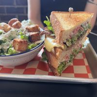 Side Caesar salad and tofurkey club sandwich   at 4th & State in Columbus