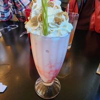 Amazing vegan strawberry cheesecake milkshake at 4th & State in Columbus