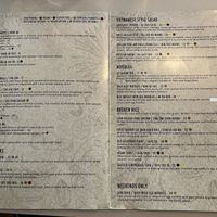 Menu  at Le Saigon in Wellington