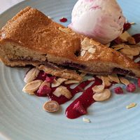 Almond raspberry cake at The Florist in Watford