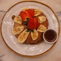 Vegan oat and banana pancakes at Basilio in Lisbon