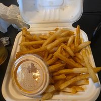 Seasoned fries with side of vegan aioli! So good! at The Dutch Door in Napa