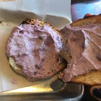 Bagel with blueberry cream cheese  at Sam & Gertie's in Chicago