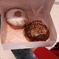 Berlina rellena de nutella/berlina con dulce de leche at Divina Berlina in Tenerife