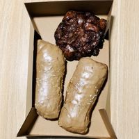 Vegan maple bars and blackberry fritter at Despi Delite Bakery in Everett