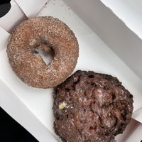vegan donuts (cinnamon sugar cake donut and blueberry fritter)   at Despi Delite Bakery in Everett