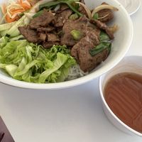 Cheerful Noodle bowl (bbq soy protein)  at Loving Hut in Houston