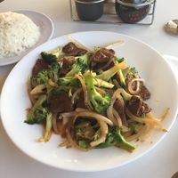 “Beef” and broccoli - DELICIOUS! at Loving Hut in Houston