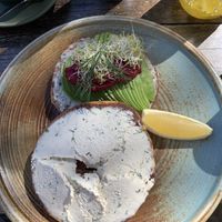 Bagel with cashew spread and avo   at Wilde & Co in Darlinghurst