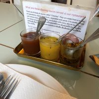 While waiting for our order, we got served free chutney   at Accha in Chiang Rai