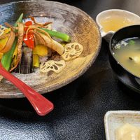 Seasonal vegetables and miso soup  at Matsumura in Takasaki