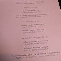 Menu at Leuchtendroter in Frankfurt