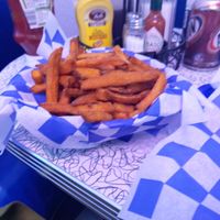 Generous portion of sweet potato fries. at Happy Days in Nyon